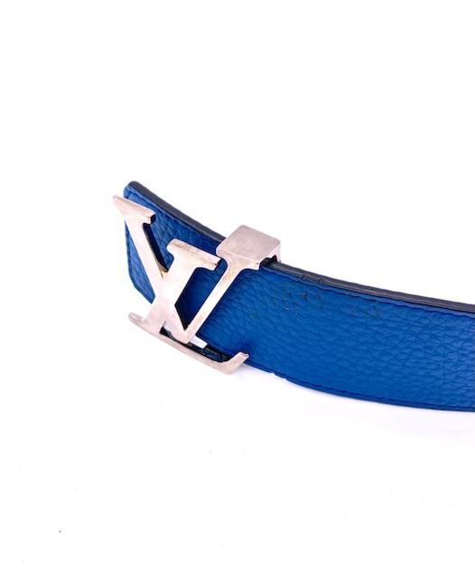 Cinturón Louis Vuitton de cuero azul gris