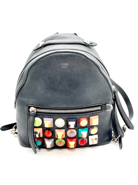 Fendi Womens Shearling Monster Mini Bag Bug Backpack Handbag Black Leather  | eBay